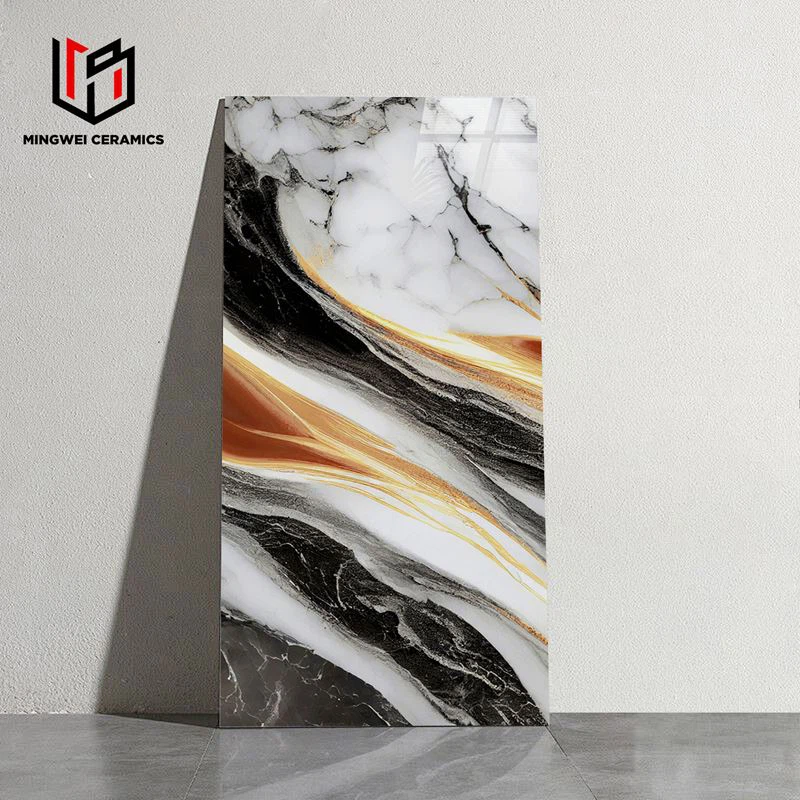 Litrík gljáðum fáguðum gullflísum